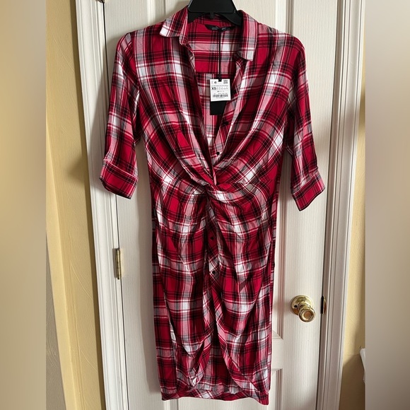 Zara Red White Black The Knot Check Dress - Picture 5 of 14